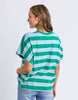 Poet tee - green/blue stripe-Elm-crew neckline Extended sleeve Yarn dye stripe Oversized fit.-Pash + Evolve