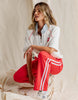 Power Pant - Red-Foxwood-Power through your day in the new Power Pants from LeisureFit. Featuring on-trend side taping, a wide elastic waist with drawcord and pockets, these 100% lightweight cotton pants truly elevate your casual style this season. Elastic waist with drawcord Side taping detail Relaxed fit 100% Cotton Model is wearing a size 10-Pash + Evolve