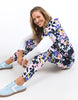 Quincy lounge pant - print-Elm-Exclusive all-over Elm print in stunning pops of floral colour. These 100% cotton lounge pants will uplift your mood and your outfit instantly. The Dressy Tracky Exclusive Elm print Tapered Leg 100% Cotton Model is wearing a size 10-Pash + Evolve