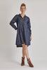 Raglan Sleeve Dress - Dark Blue-One Ten Willow-*Long sleeve *Button down front *Collar *Pockets *100% Lyocell-Pash + Evolve
