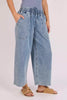 Relaxed pull on jean - mid blue-One Ten Willow-*Wide leg *Elasticated waist *Pockets *Mid blue denim *Drawstring-Pash + Evolve