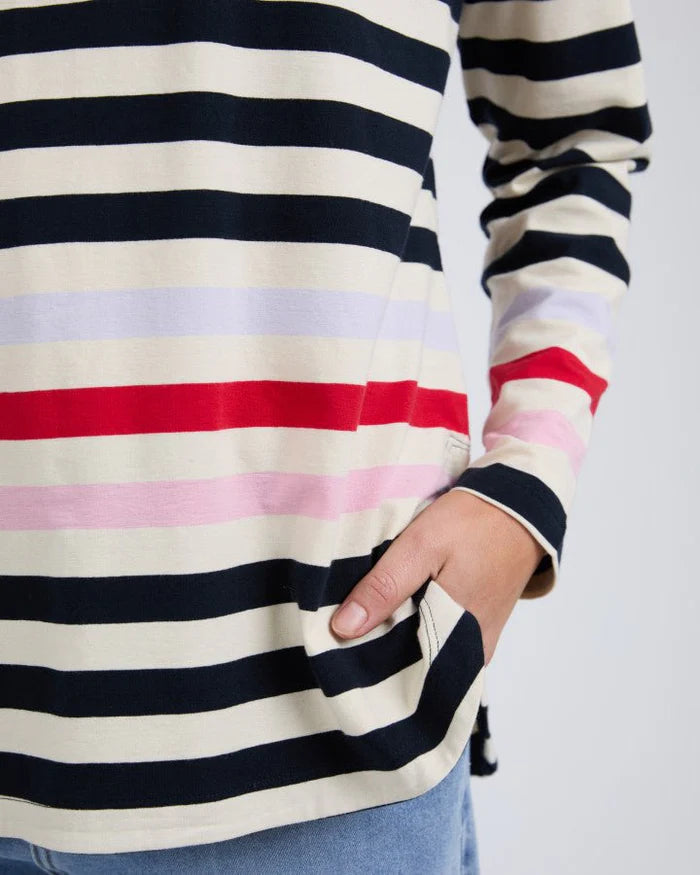 Retreat long sleeve - white/navy-Elm-*Round neckline *Long sleeve *Stripe *Curved hemline *Relaxed fit *100% Cotton Jersey-Pash + Evolve