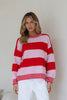 Rose knit - Pink/Red-Pash + Evolve-Super soft & Warm *Relaxed fit *Pink/Red stripe *Crew neckline with blanket stitching *65% Acrylic, 35% Wool-Pash + Evolve