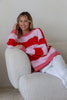 Rose knit - Pink/Red-Pash + Evolve-Super soft & Warm *Relaxed fit *Pink/Red stripe *Crew neckline with blanket stitching *65% Acrylic, 35% Wool-Pash + Evolve