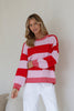 Rose knit - Pink/Red-Pash + Evolve-Super soft & Warm *Relaxed fit *Pink/Red stripe *Crew neckline with blanket stitching *65% Acrylic, 35% Wool-Pash + Evolve