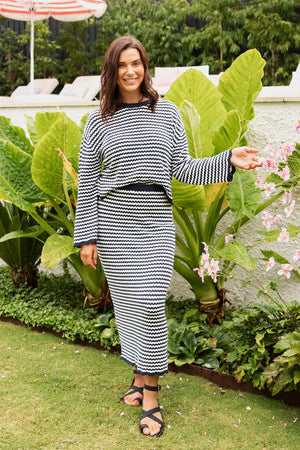 Rosie stripe knit - navy/white-Elm-*Lightweight knit *Scallop detail *Crew neckline *Contrast rib trim *100% Cotton-Pash + Evolve