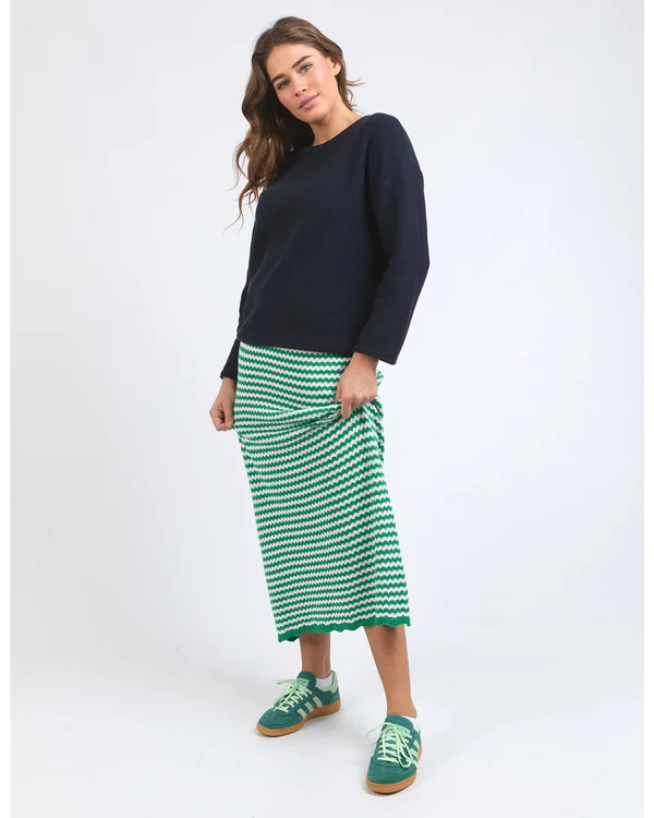 Rosie stripe skirt - pine green/white-Elm-*100% Cotton *Pine green/white stripe-Pash + Evolve