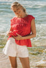 Ruby top - Red-Pash + Evolve-*Round neckline *Sleeveless *Ruching on the front *Rayon/Linen-Pash + Evolve