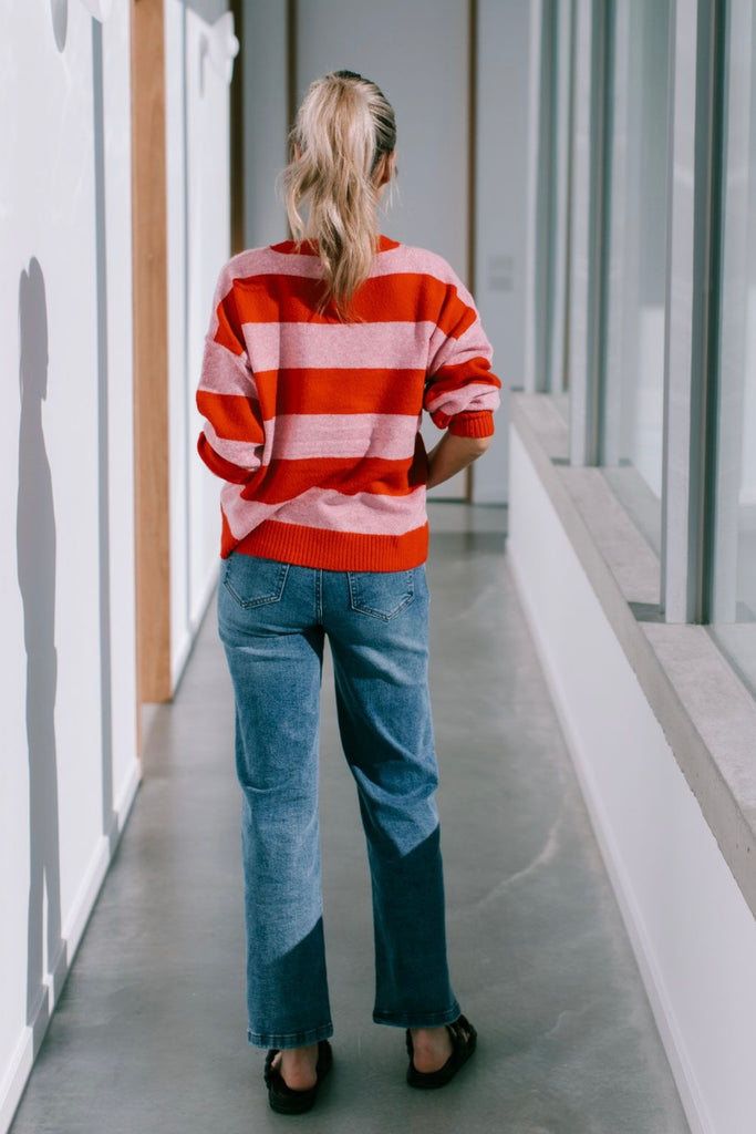 Sally knit - red/pink-Pash + Evolve-*Long sleeve *Red/pink stripe *Round neckline *65% Acrylic, 35% Wool-Pash + Evolve