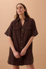 Sammy relaxed shirt dress - chocolate-Ceres Life-Made from mid weight denim with soft finish Featuring 100% Organic denim Relaxed fit Mini length with shaped hem and side splits Front pockets with hidden snap closure-Pash + Evolve
