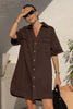 Sammy relaxed shirt dress - chocolate-Ceres Life-Made from mid weight denim with soft finish Featuring 100% Organic denim Relaxed fit Mini length with shaped hem and side splits Front pockets with hidden snap closure-Pash + Evolve