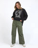 Sarah Wide Leg Jean - Washed Green-Foxwood-A new high-rise jean featuring front patch pockets, a fitted waist and slightly wide leg. Wide leg High rise Front pockets 99% Cotton 1% Elastane Model is 176cm and wears size 10-Pash + Evolve