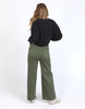 Sarah Wide Leg Jean - Washed Green-Foxwood-A new high-rise jean featuring front patch pockets, a fitted waist and slightly wide leg. Wide leg High rise Front pockets 99% Cotton 1% Elastane Model is 176cm and wears size 10-Pash + Evolve