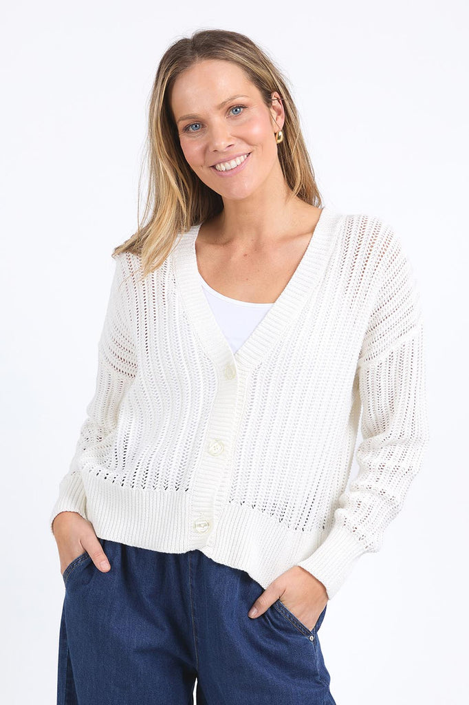 Sasha lightweight cardi - marshmallow-Elm-*100% Cotton-Pash + Evolve