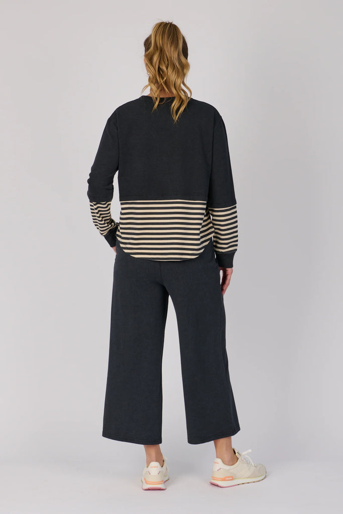 Scoop Hem Long Sleeve Top - Black Stripe-One Ten Willow-Round Neckline Long Sleeve Scoop Hem Rib Cuff and Collar Panel Detail Material: 80% Cotton 20% Elastane French Terry Model is 176cm (Size 8-10) and wears our size Small Designed in Geelong, Australia-Pash + Evolve