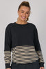 Scoop Hem Long Sleeve Top - Black Stripe-One Ten Willow-Round Neckline Long Sleeve Scoop Hem Rib Cuff and Collar Panel Detail Material: 80% Cotton 20% Elastane French Terry Model is 176cm (Size 8-10) and wears our size Small Designed in Geelong, Australia-Pash + Evolve