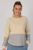 Scoop Hem Long Sleeve Top - Stone Blue Stripe-One Ten Willow-Round Neckline Long Sleeve Scoop Hem Rib Cuff and Collar Panel Detail Material: 80% Cotton 20% Elastane French Terry Model is 176cm (Size 8-10) and wears our size Small Designed in Geelong, Australia-Pash + Evolve