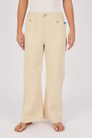 Patch Pocket Wide Leg Jean - Dark Blue