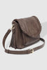 Shania Crossbody Bag - Chocolate-Louenhide-The Louenhide Shania Chocolate Crossbody Bag is the epitome of elevated style that complements your everyday ensemble. Available in a range of seasonal neutrals, this trending casual women's crossbody bag features a subtle woven vegan leather trim that adds a touch of effortless sophistication to your year-round capsule wardrobe. With a spacious and organised interior that fits your everyday essentials, you can keep your belongings safe with the magnetic clasp flap