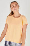 Shell Tee - Peach-One Ten Willow-Model Height: 176cm Model Size: 8-10 Model Wearing: Small Fabrication: 95% Cotton 5% Elastane Features: Round neckline Curve hemline Short sleeve-Pash + Evolve