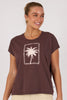 Shell tee - chocolate palm-One Ten Willow-Round Neckline Short Sleeve Straight Front Hem Curved Back Hem-Pash + Evolve