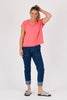 Shell tee - sunkist coral-One Ten Willow-Round Neck Curve Hemline Short Sleeve Best Seller Model is 176cm (Size 8-10) and wears our size Small Designed in Geelong, Australia Material: 95% Cotton 5% Elastane-Pash + Evolve