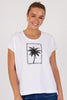 Shell tee - white palm-One Ten Willow-Round Neckline Short Sleeve Straight Front Hem Curved Back Hem-Pash + Evolve