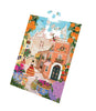Sicilian Dreamscape - 1000pc-Diesel & Dutch-Transport yourself to the sun-kissed streets of Taormina with this vibrant art print! Let the essence of Sicily fill your space as you admire the iconic Trinacria symbol and breathe in the sweet scent of orange trees. This illustration captures the charm of Taormina's landmarks - the stunning Church of St. Joseph and the quaint clock tower. Adorned with colouful ceramic pots and the lively scenes of locals going about their day, its a true celebration of Sicilian 
