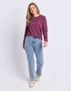 Signature Long Sleeve Tee - Plum-Foxwood-For that classic Foxwood style, the Signature Long Sleeve Tee brings timeless comfort with a fresh update. Featuring a beautifully embroidered front chest design, this long sleeve version offers all the laid-back charm you love. With rolled cuff sleeves and a curved hemline, it’s the perfect blend of easygoing and elevated. Whether you’re layering or wearing it solo, this tee is your new go-to for effortless style. Front chest embroidery Curved Hem Relaxed fit 100% 