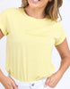 Signature tee - Lemon-Foxwood-Our Signature Tee! For classic Foxwood style the artwork is embroidered and the t-shirt features a rolled cuff sleeve and curved hemline. Front chest embroidery Rolled cuffs Curved hemline 100% Cotton Model is wearing a size 10-Pash + Evolve