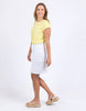 Signature tee - Lemon-Foxwood-Our Signature Tee! For classic Foxwood style the artwork is embroidered and the t-shirt features a rolled cuff sleeve and curved hemline. Front chest embroidery Rolled cuffs Curved hemline 100% Cotton Model is wearing a size 10-Pash + Evolve