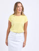 Signature tee - Lemon-Foxwood-Our Signature Tee! For classic Foxwood style the artwork is embroidered and the t-shirt features a rolled cuff sleeve and curved hemline. Front chest embroidery Rolled cuffs Curved hemline 100% Cotton Model is wearing a size 10-Pash + Evolve