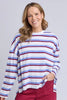 Sigrid long sleeve tee - stripe-elm-*Hi-Low hemline *Blue/burgundy stripe *Round neck *Long sleeve *100% Australian Cotton*Designed in Australia-Pash + Evolve