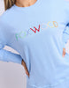 Simplified Confetti Crew - Bluebell-Foxwood-Say hello to your new feel-good fave. The Simplified Confetti Crew brings all the comfort with a playful twist. With multicoloured embroidery on the chest, raw edge details, and a curved hem that flatters every fit, it's the kind of piece you'll want to wear on repeat. Easy to throw on, even easier to love. One colour just won’t be enough. Front chest multicoloured embroidery Raw edge detail Curved hem 100% Cotton Our model is 176cm and wears Size 10-Pash + Evolv