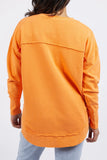 Simplified Crew - Orange-Foxwood-The Simplified Crew is the perfect throw over for your everyday wardrobe. With its round neck, hi-lo hemline, side splits with raw edging & the classic Foxwood logo, you are going to want one in every colour. 100% UNBRUSHED COTTON FLEECE Our model wears size 10-Pash + Evolve