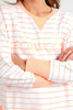 Simplified Crew Stripe - Neon Peach-Foxwood-The Striped version of our Best Selling Simplified Crew. This crew is the perfect throw over for your everyday wardrobe. With its round neck, hi-lo hemline, side splits with raw edging & the classic Foxwood logo, you are going to want one in every colour. Front chest embroidery Raw edge detail Yarn dyed stripe 100% Cotton Our model is 176cm and wears Size 10-Pash + Evolve