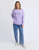 Simplified Metallic Crew - Lavender-Foxwood-The Bling version of our Best Selling Simplified Crew. This crew is the perfect throw over for your everyday wardrobe. With its round neck, hi-lo hemline, side splits with raw edging & the classic Foxwood logo, you are going to want one in every colour. The Metallic Crew has a stunning lurex thread run through the Foxwood embroidery for that little bit 'extra'. Front chest embroidery Raw edge detail Curved hem 100% Cotton Our model is 176cm and wears Size 10-Pash
