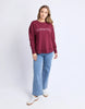Simplified Metallic Crew - Port-Foxwood-The Bling version of our Best Selling Simplified Crew. This crew is the perfect throw over for your everyday wardrobe. With its round neck, hi-lo hemline, side splits with raw edging & the classic Foxwood logo, you are going to want one in every colour. The Metallic Crew has a stunning lurex thread run through the Foxwood embroidery for that little bit 'extra'. Front chest embroidery Raw edge detail Curved hem 100% Cotton Our model is 176cm and wears Size 10-Pash + E