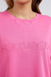 Simplified crew - bright pink-Foxwood-The Simplified Crew is the perfect throw over for your everyday wardrobe. With its round neck, hi-lo hemline, side splits with raw edging & the classic Foxwood logo, you are going to want one in every colour. 100% UNBRUSHED COTTON FLEECE Designed in Australia-Pash + Evolve