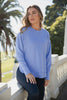 Simplified crew - neon blue-Foxwood-The Simplified Crew is the perfect throw over for your everyday wardrobe. With its round neck, hi-lo hemline, side splits with raw edging & the classic Foxwood logo, you are going to want one in every colour. Front chest embroidery Raw edge detail Curved hem 100% Cotton Model is wearing a Size 10-Pash + Evolve