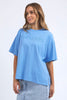 Simplified tee - Blue-Foxwood-The Simplified Tee is the perfect throw over for your everyday wardrobe. With its round neck, hi-lo hemline, side splits with raw edging & the classic Foxwood logo, you are going to want one in every colour. Front chest embroidery Round neckline Relaxed fit 100% Cotton Our model is 176cm and wears Size 10-Pash + Evolve