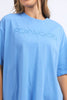 Simplified tee - Blue-Foxwood-The Simplified Tee is the perfect throw over for your everyday wardrobe. With its round neck, hi-lo hemline, side splits with raw edging & the classic Foxwood logo, you are going to want one in every colour. Front chest embroidery Round neckline Relaxed fit 100% Cotton Our model is 176cm and wears Size 10-Pash + Evolve