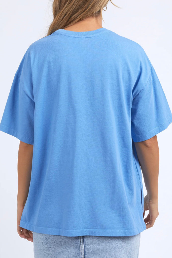 Simplified tee - Blue-Foxwood-The Simplified Tee is the perfect throw over for your everyday wardrobe. With its round neck, hi-lo hemline, side splits with raw edging & the classic Foxwood logo, you are going to want one in every colour. Front chest embroidery Round neckline Relaxed fit 100% Cotton Our model is 176cm and wears Size 10-Pash + Evolve