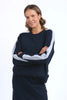 Sloane Fleece Crew - Navy/Grey Marle Trim-Elm-*95% Cotton, 5% Elastane-Pash + Evolve