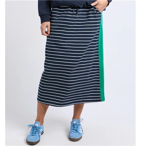 Sloane skirt - navy/white-Elm-Elastic waist with drawcord Slant pockets Contrast panel down side seams French Terry Cotton Elastane-Pash + Evolve