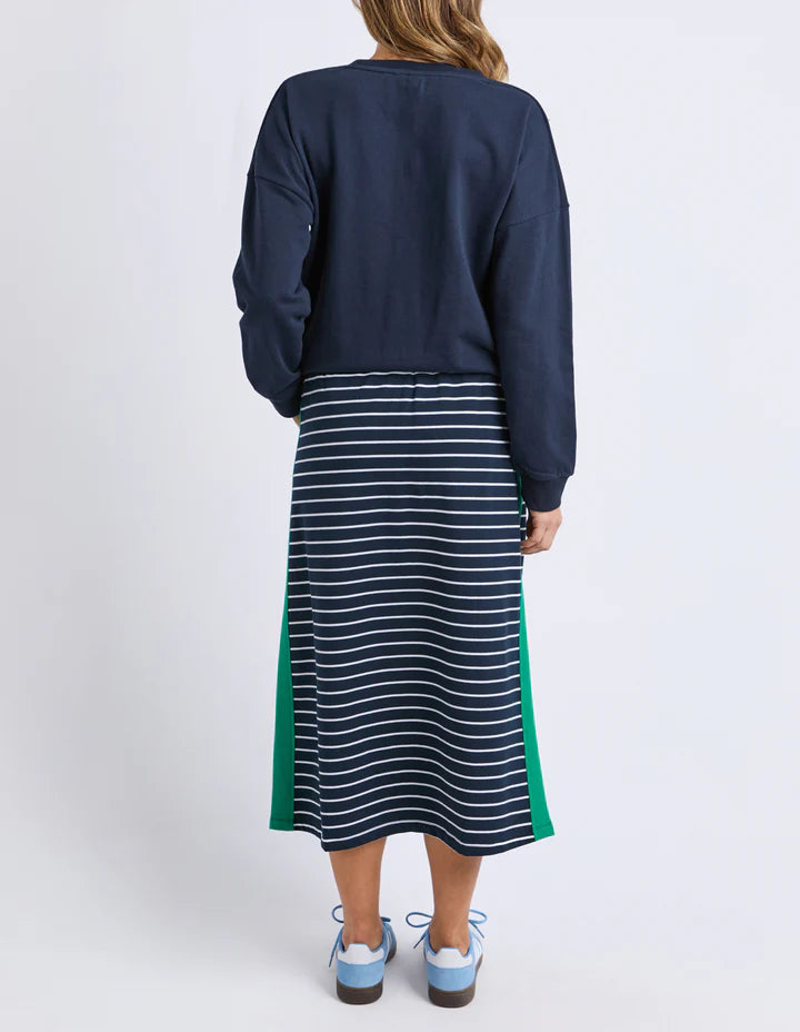 Sloane skirt - navy/white-Elm-Elastic waist with drawcord Slant pockets Contrast panel down side seams French Terry Cotton Elastane-Pash + Evolve