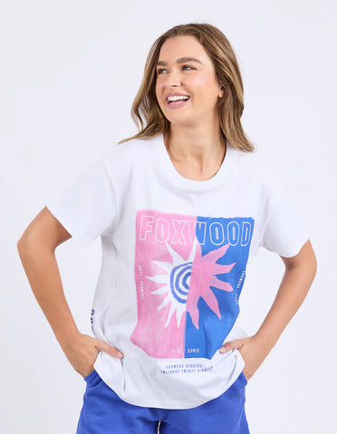Half Collar Tee - Ecru Falling Hearts