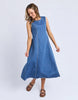 Solene Denim Dress - Mid Blue-Foxwood-Effortlessly chic and versatile, the Solene Denim Dress features a flattering A-line silhouette with clean seam detailing on the front and back. Designed with a back zip closure for ease, it’s perfect for casual days or dressed-up evenings. Back zip opening Front and back seam detail 100% Cotton Our model is 176cm and wears Size 10-Pash + Evolve