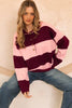 Sophie rugby knit - berry stripe-Pash + Evolve-*Rugby style knit *Long sleeve *Stripe *Relaxed fit *Button up neckline *Collar *100% Polyester-Pash + Evolve