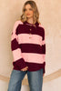 Sophie rugby knit - berry stripe-Pash + Evolve-*Rugby style knit *Long sleeve *Stripe *Relaxed fit *Button up neckline *Collar *100% Polyester-Pash + Evolve